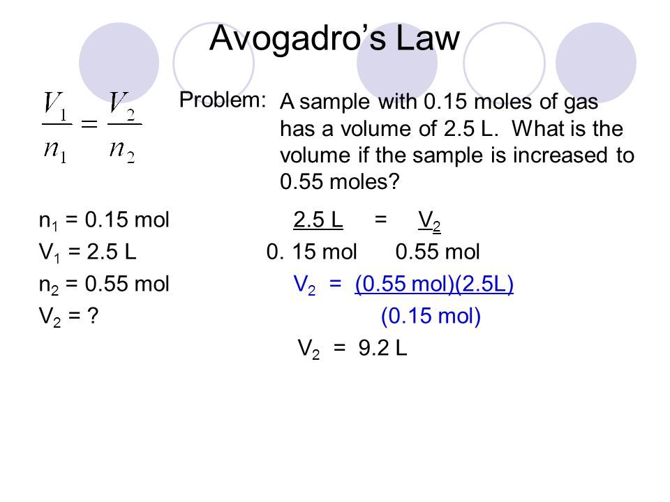 avogadro's law problem solving with answers
